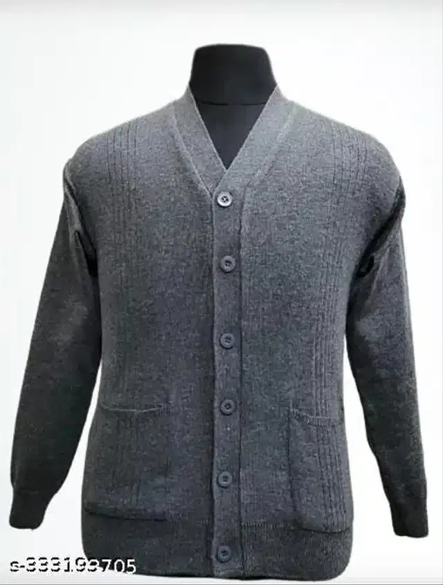 Woolen Sweater for Men (Dark Grey, Free Size)