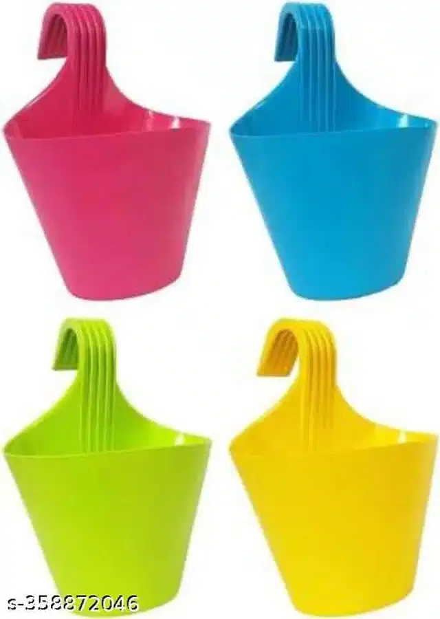 Plastic Hanging Planters, Multicolor, Pack of 4