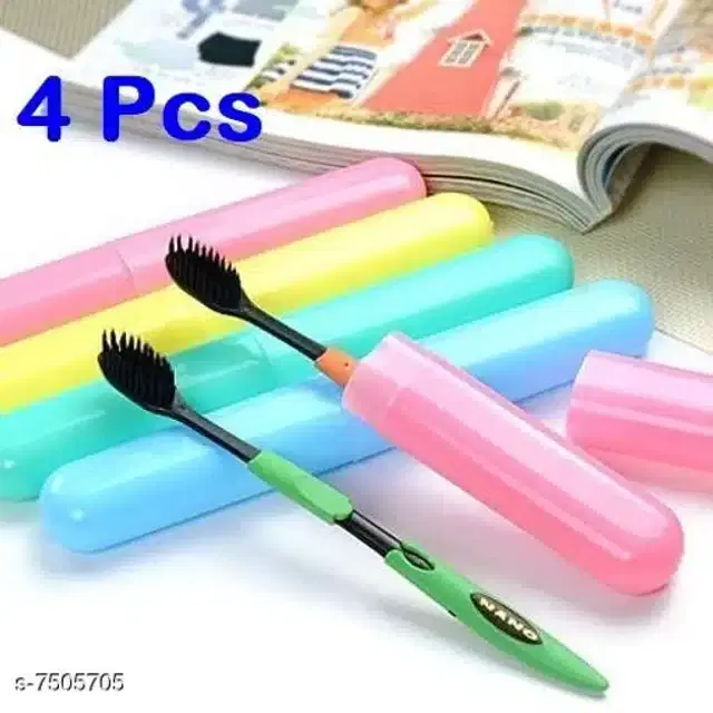 Plastic Toothbrush Case, Assorted, Pack of 4
