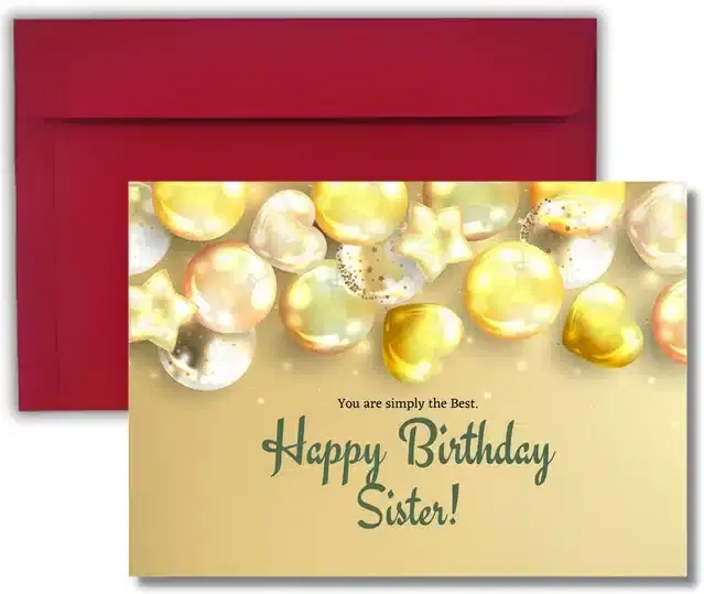 Birthday Greeting Card with Envelope for Sister, Multicolor, Set of 1