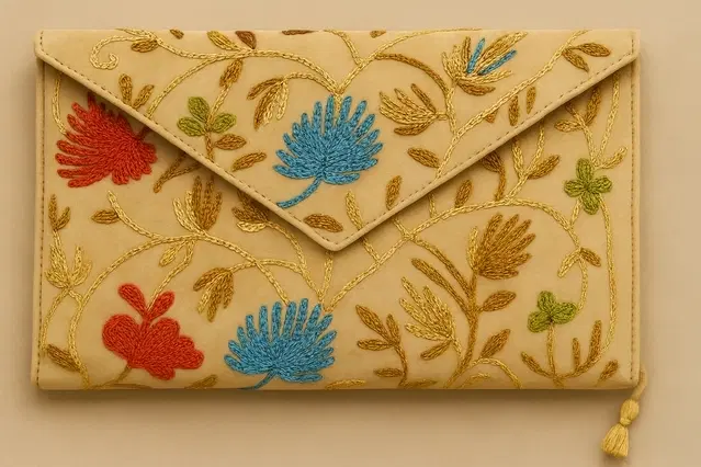 Women Floral Embellished Handheld Bag/ Clutches, Beige, Pack of 1