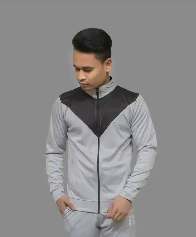 Men's Full Sleeves Jacket (Grey, XL)