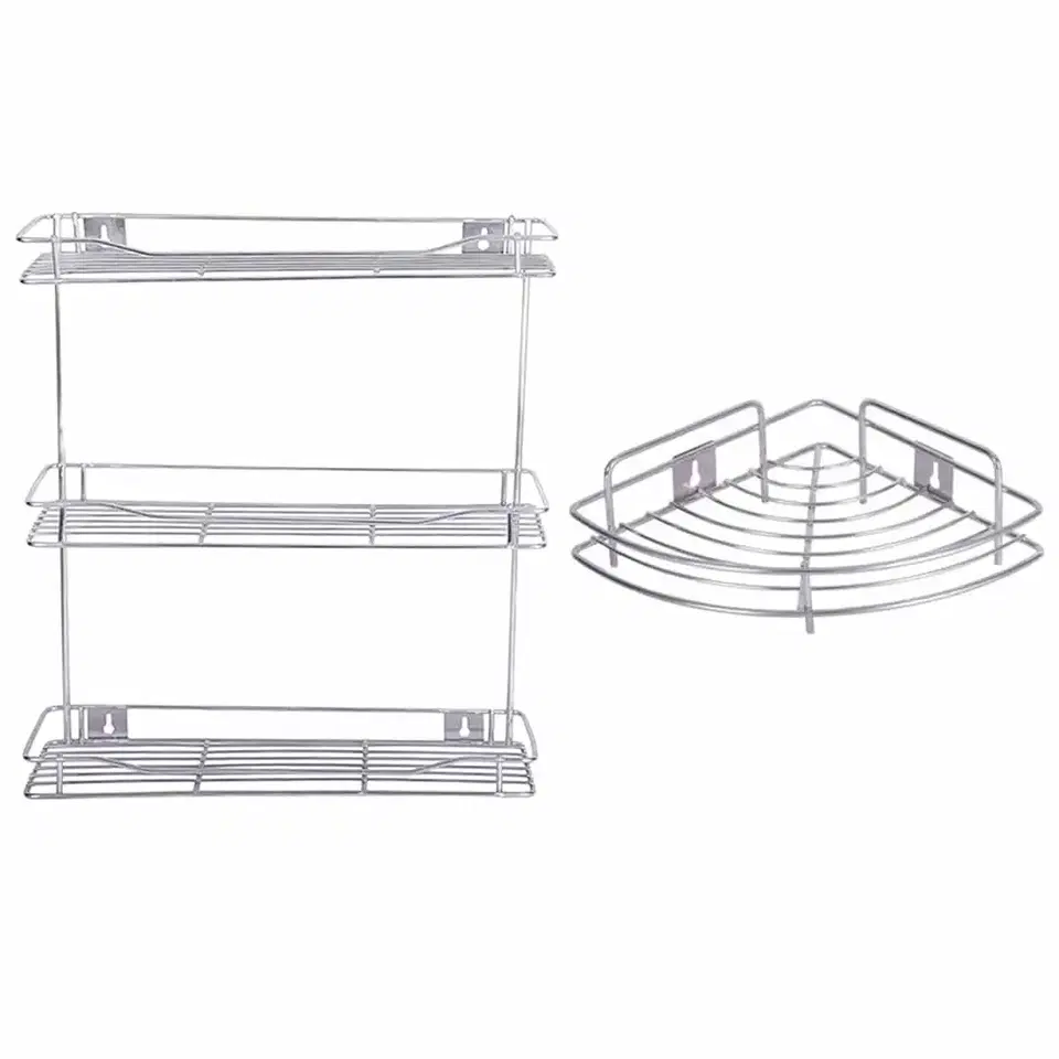 Oc9 Stainless Steel Wall Shelve Rack 12X6X20 Inch & 9X9 Inch Corner Shelf