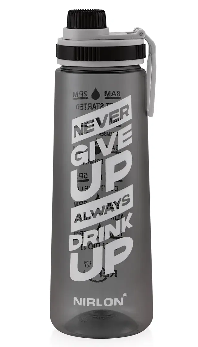 Nirlon Clear Sip Motivational Fitness Sport Water Bottle 800Ml & Time Maker, Leak-Proof, Bpa-Free,  Toxin Free Plastic Drink Bottle Design For Unisex At Gym, School, Office ( Black )