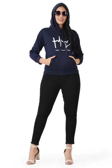 Hoodie for Women (Navy Blue, M) (A62)