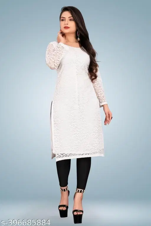 Net Kurti for Women,  White  (S)