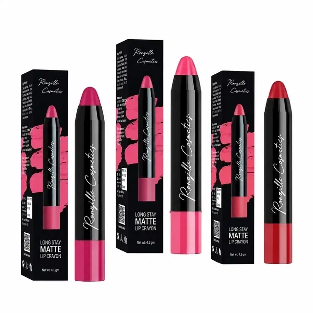 Ronzille Lip Crayon Lipstick, Multicolor [Pack of 3]
