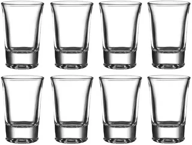 Liquor cum Cocktail Glasses, Transparent, 30 ml, Pack of 8