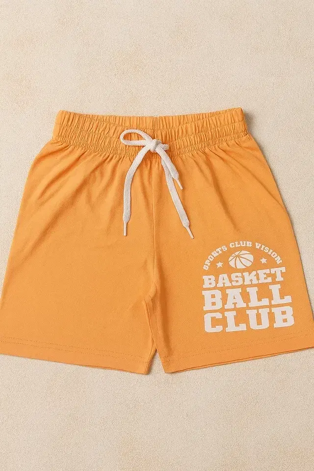 Polycotton Solid Shorts for Boys, Orange (6-8 Years)