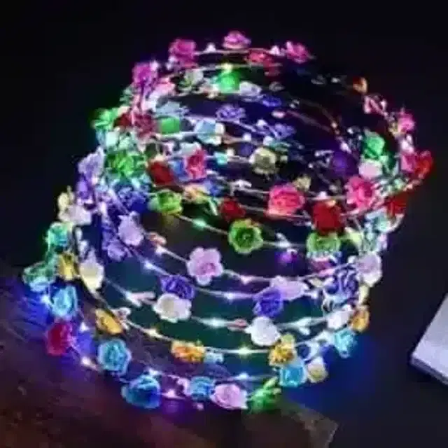 Pallavi Trading Flower Tiara With Led Light For Girls Floral Crown/Birthdays Parties Celebrations Tiara Crown Headband With Led (K-1)
