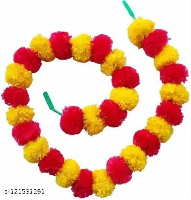 Artificial Marigold Flowers Garlands, Orange & Yellow, Pack of 10