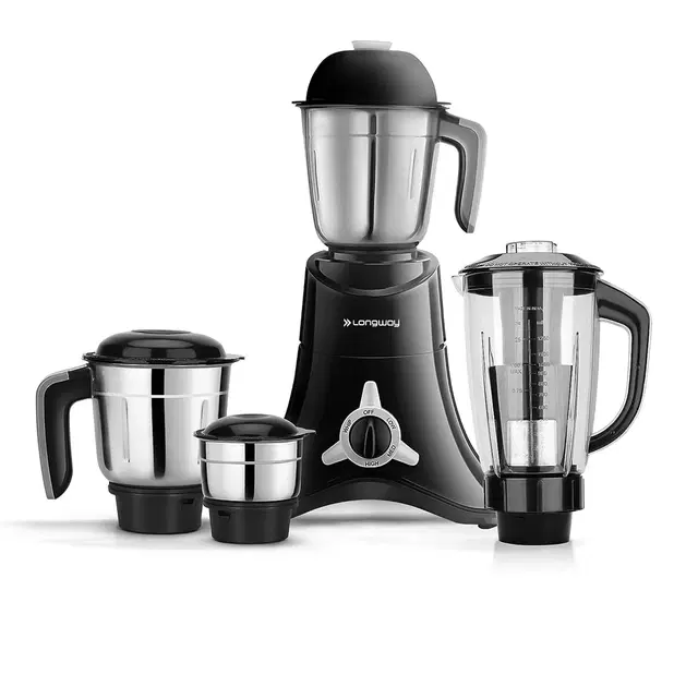 Longway Orion 900 Watt Juicer Mixer Grinder With 4 Jars For Grinding, Mixing, Juicing With Powerful Motor | 1 Year Warranty | (Black, 4 Jars)