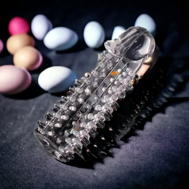 A R Silicone Crystal Dotted Condom for Men, Transparent