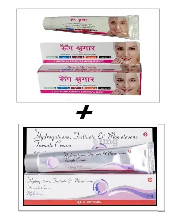 Combo of Roop Shringar & Glenmark Melnor Face Creams, 20 g, Set of 2
