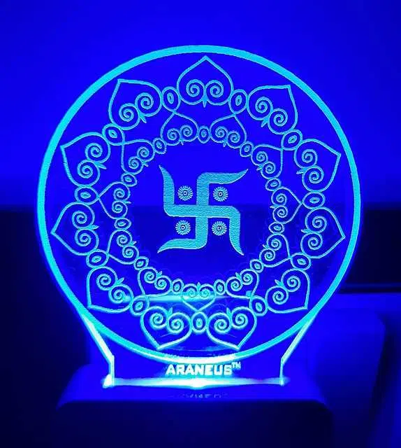 Unicept Swastik 3D Illusion LED 7 Color Changing Night Lamp, Multicolor, NE-55