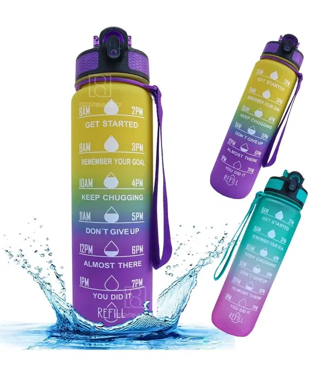 Silicone Sipper Water Bottle, Multicolor, 1000 ml