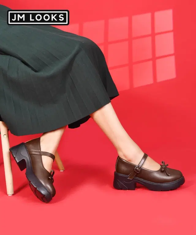 JM Looks Stylish Heels for Women (Brown, 4)