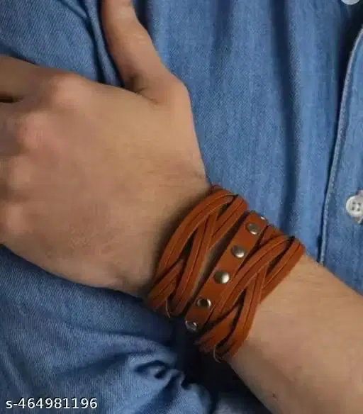 Weaved Multistrand PU Bracelet for Men, Brown