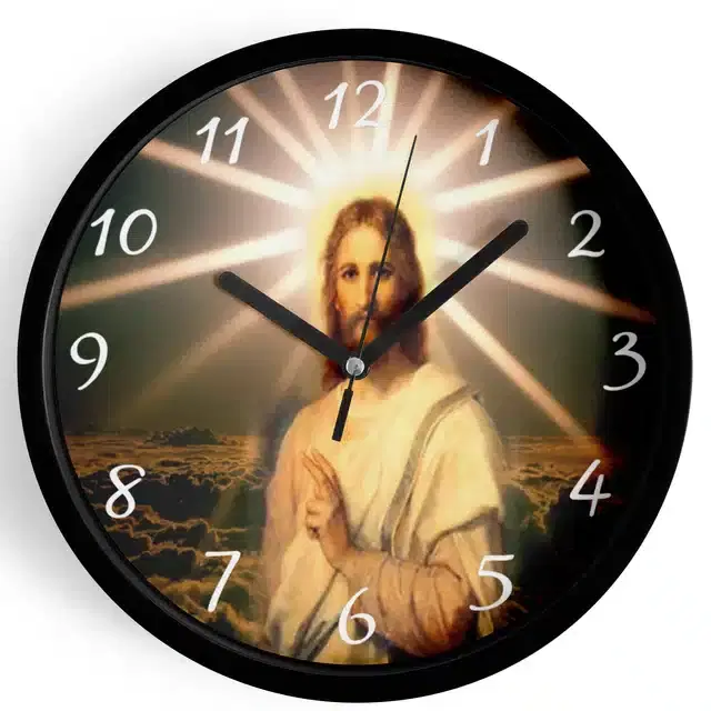 Plastic Jesus Printed Wall Clock, Multicolor, 10x10 Inches