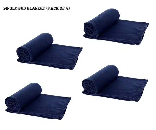 Polyester Single Bed Super Lite Blanket, Blue, 90 X 60 Inch, Pack Of 4, Sd-015
