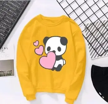 Round Neck Printed Sweatshirt for Women (Yellow, M)