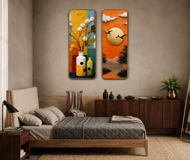 Kc Arts Uv Coated Birds Scenary Wall Hanging 6x18in Pack Of 2