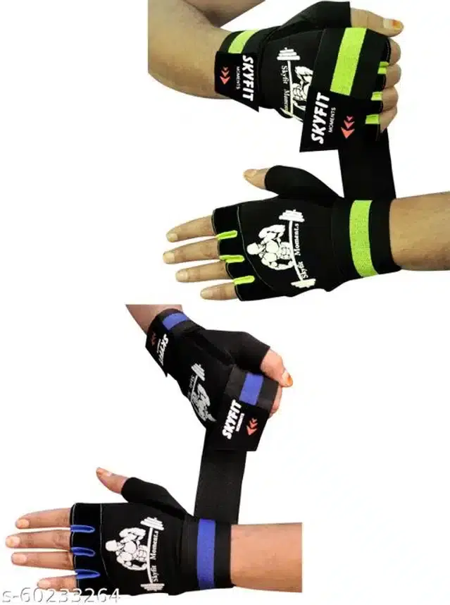 Nylon Sports Gloves, Set of 2 (Multicolor)