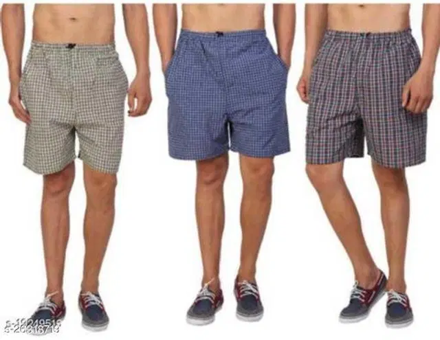 Cotton Shorts for Mens, Pack of 3 (Multicolor, 30)