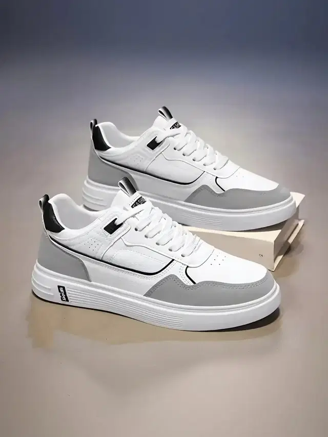 Colorblocked Synthetic Casual Sneakers for Men (White, 6)