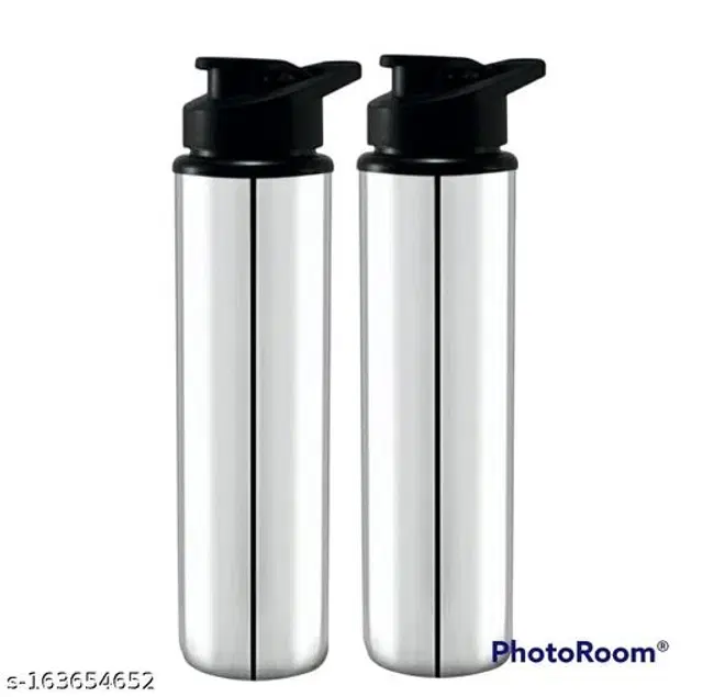 Stainless Steel Water Bottles, Pack of 2, Silver, 1000 ml