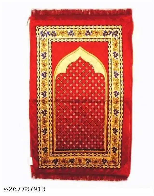 Prayer Mat, Red & Gold, 44x28x1 inches