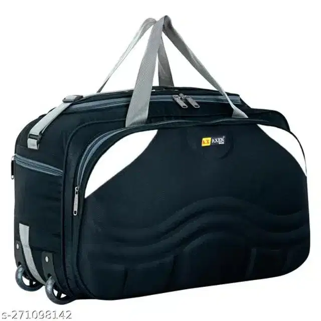 Polyester Trolley Duffel Bag for Men & Women, Black