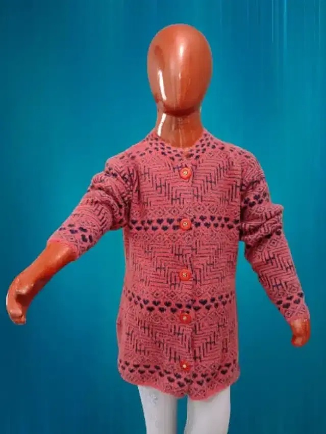 Wool Self Design Sweater for Girls (Maroon, 8-9 Years)