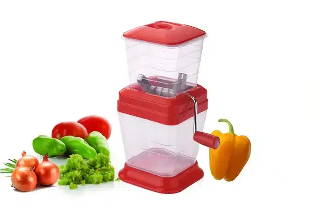 Easier and Quicker Manual Handy Vegetable Cutter Machine for Kitchen, Red