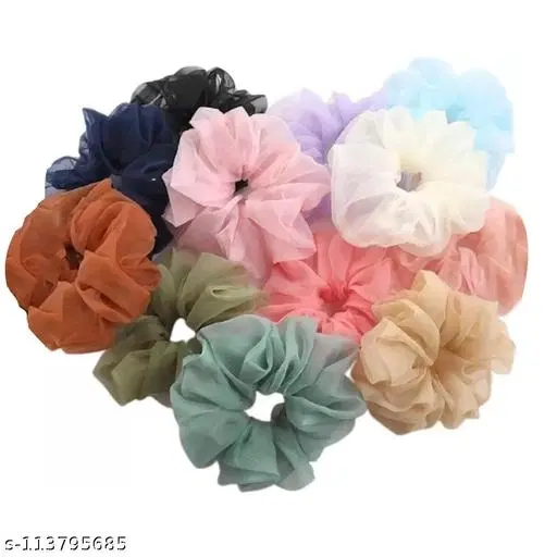 Rubber Bands & Scrunchies for Women, Pack of 11 (Multicolor)