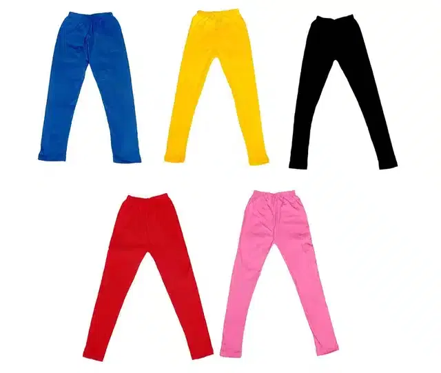 Soft & Comfortable Leggings for Girls, Pack of 5 (Multicolor, 2-3 Years)