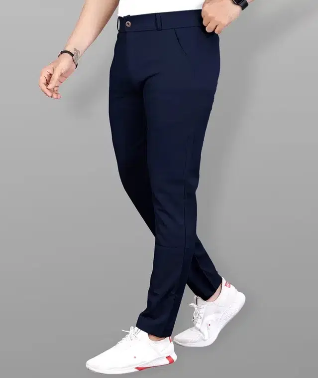 Lycra Blend Trouser for Men (Navy Blue, 30)