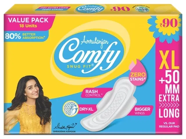 Amrutanjan Comfy Snug Fit Dry XL - Value pack 18's pads
