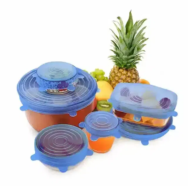 K Kudos Microwave Safe Silicone Stretch Lids Flexible Covers For Rectangle Round Square Bowls Dishes Plat