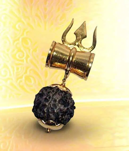 BHARDWAJ RETAILS Pantone 100% Orginal 5 Face Rudrakash Shiv Shakti kavach With Damru Pandent, Pack of 1 (Assorted) (BR14)