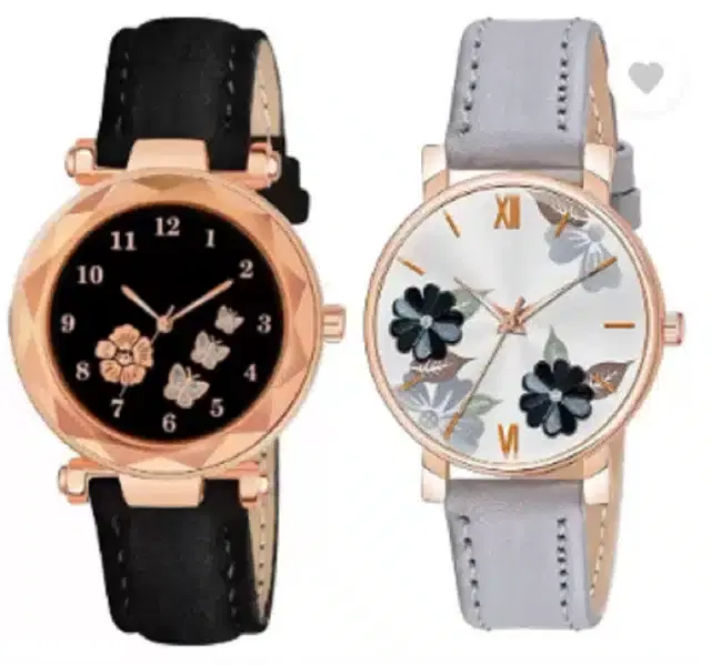 Analog Watch for Women, Pack of 2 (Multicolor)