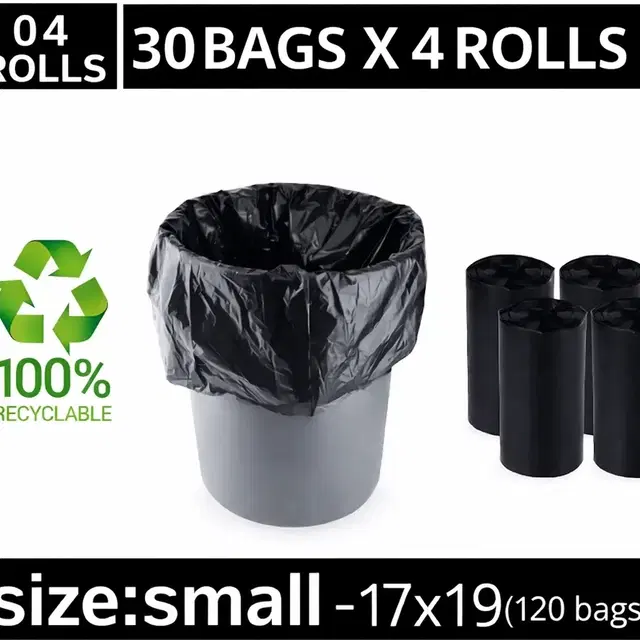 Innate Garbage Bag (17 x 19) Black- Set of 4, 120 Pcs