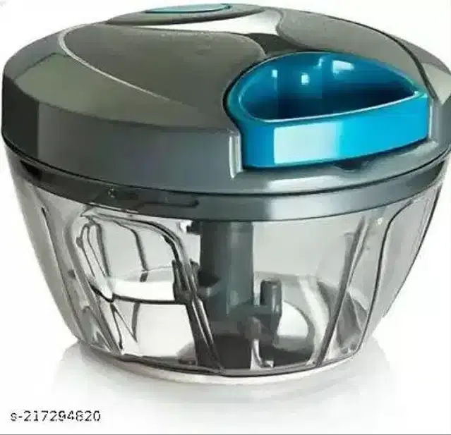 Plastic Vegetable Chopper, Blue & Grey, 450 ml