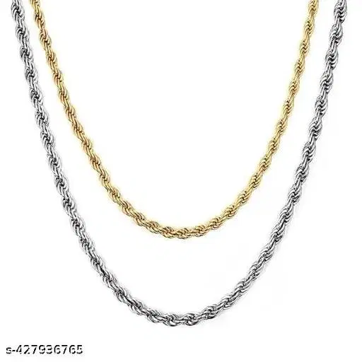 Silver Chain Necklace for Men (Silver, Pack of 1)