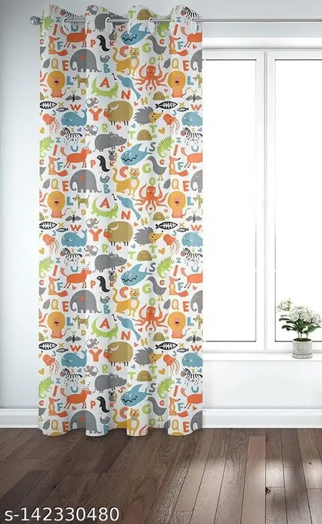 Polyester Window Curtain, Multicolor, 5 Feet, Pack of 2