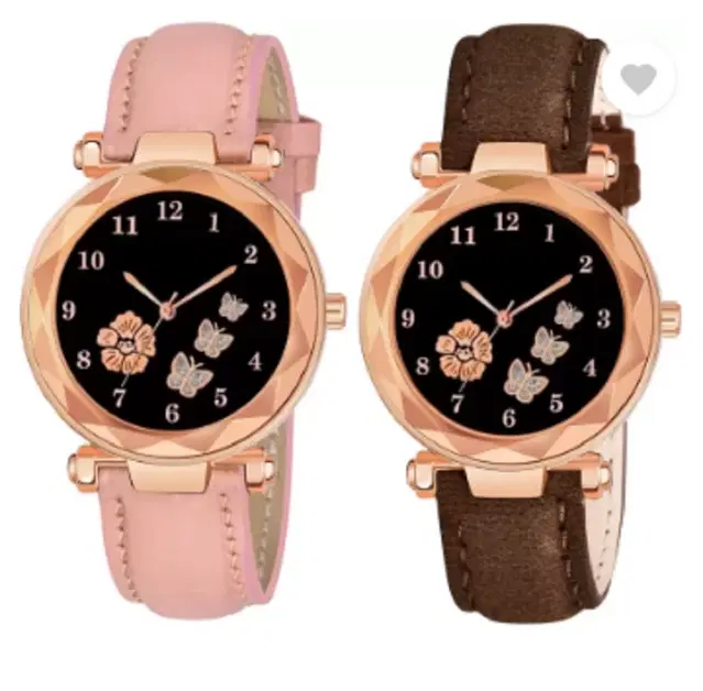Analog Watch for Women & Girls, Pack of 2 (Multicolor)