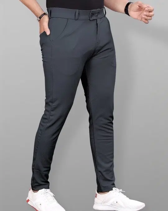 Lycra Blend Trouser for Men (Dark Grey, 30)