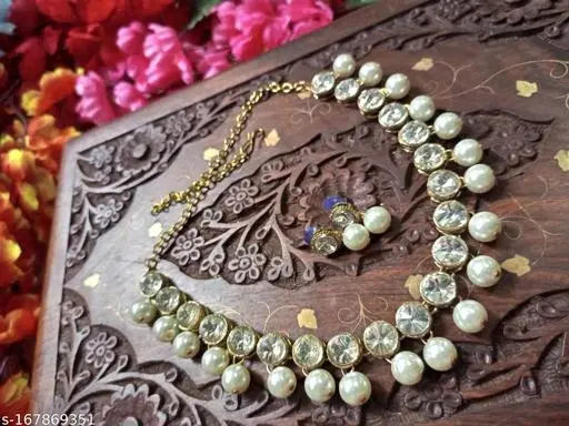 Alloy Jewellery Set for Women & Girls, White