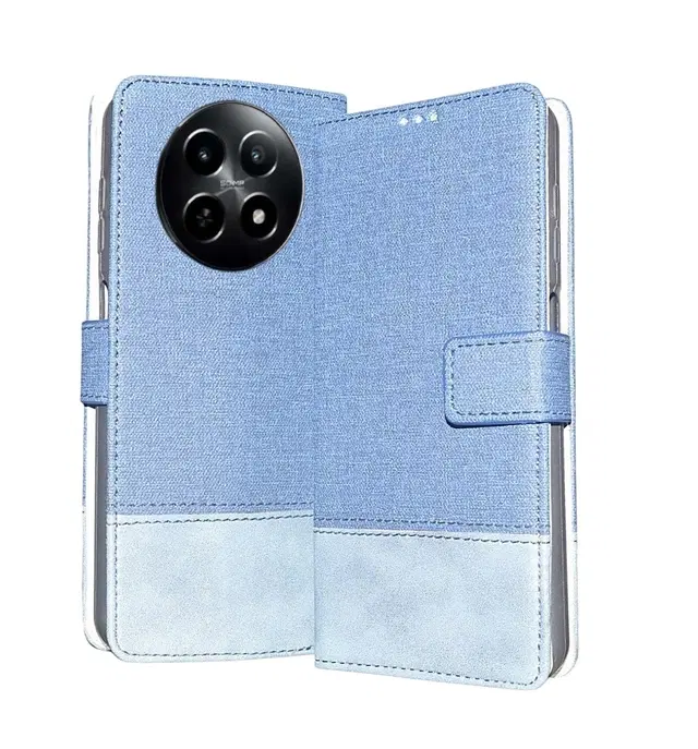 Artificial Leather Flip Cover For Realme Rmx3999 / 12 5G /C65, Blue