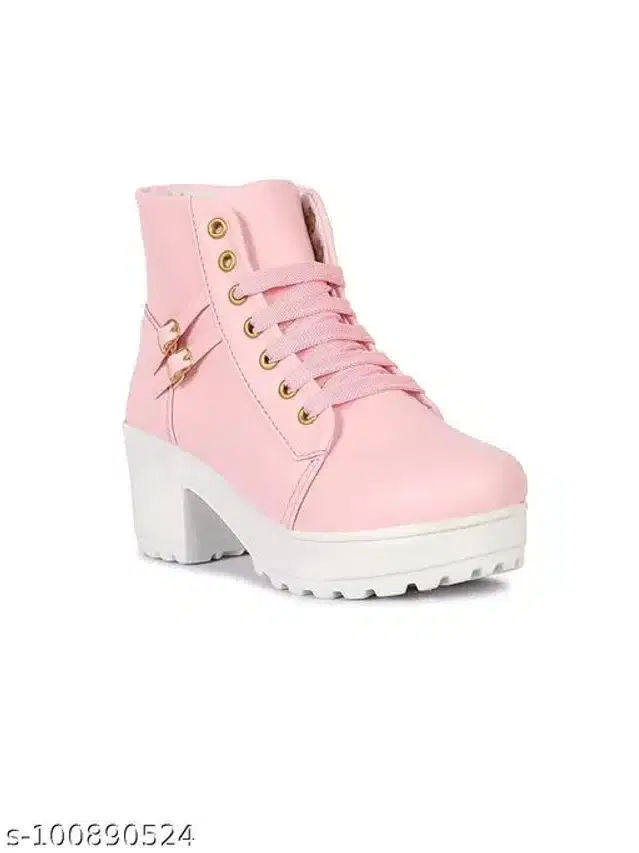 Boots for Women (Pink & White, 3)
